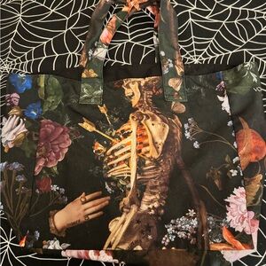 Voglio Bene Floral Skeleton Print Tote Bag